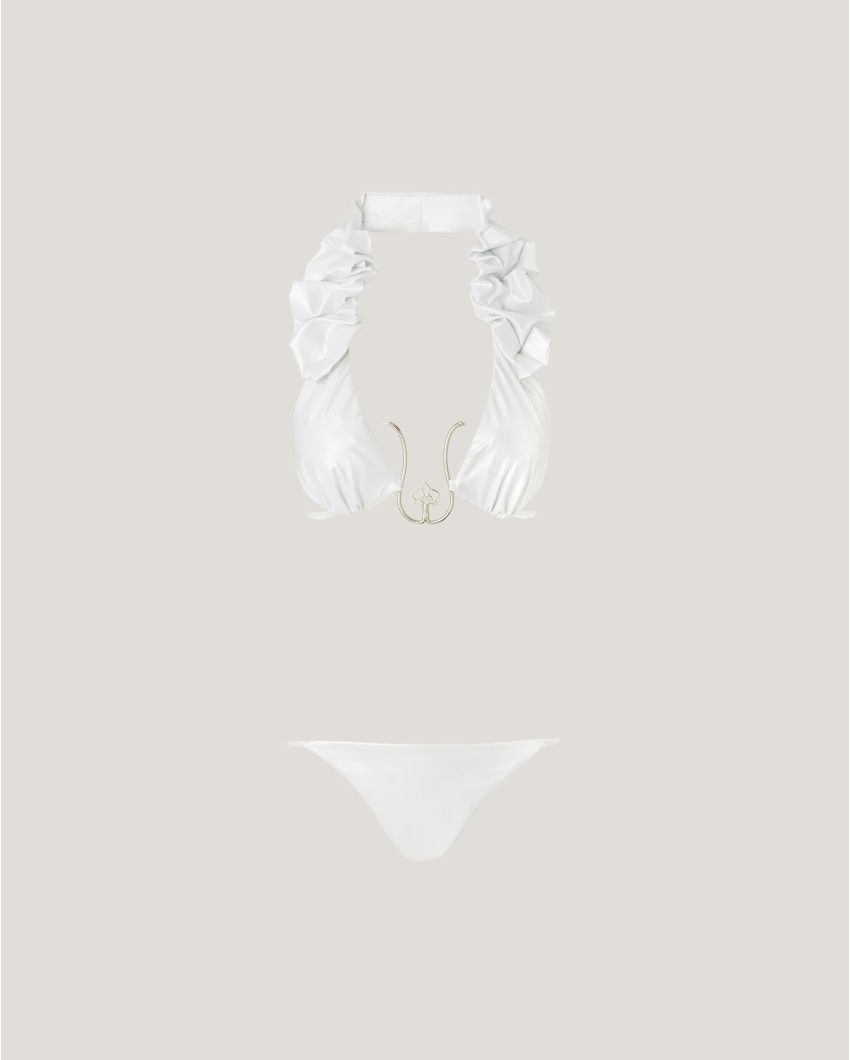 Ruffled bikini with orchid