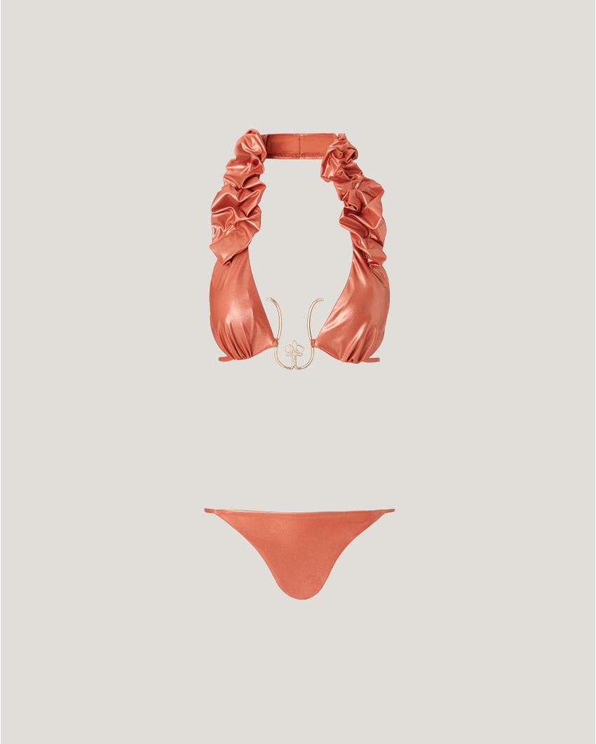 Ruffled bikini with orchid