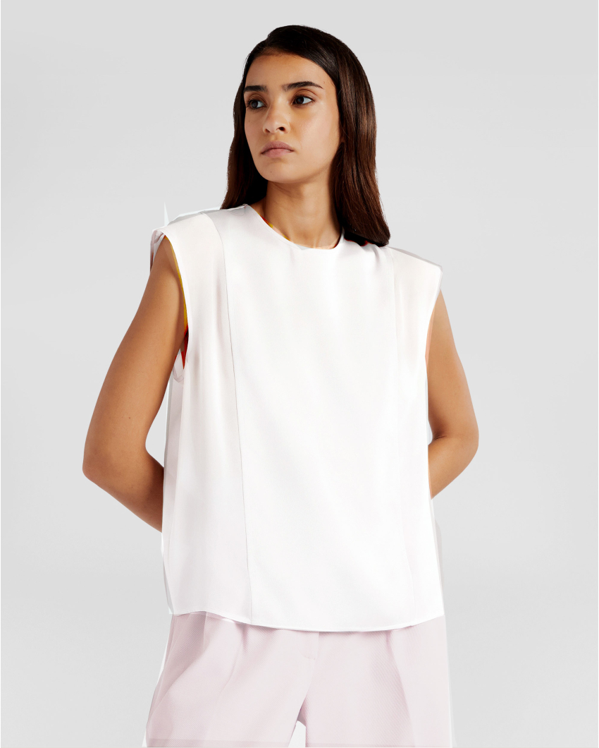 Top with sheer silk details