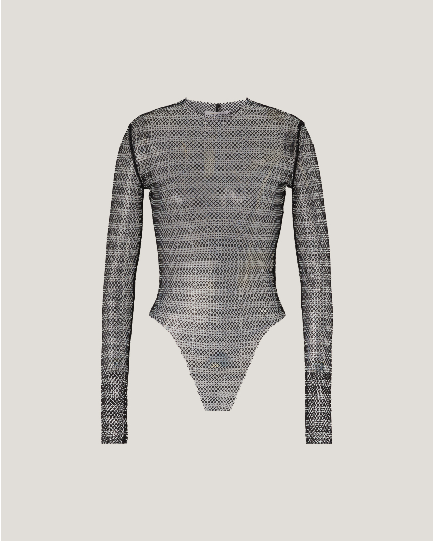 Rhinestone mesh bodysuit