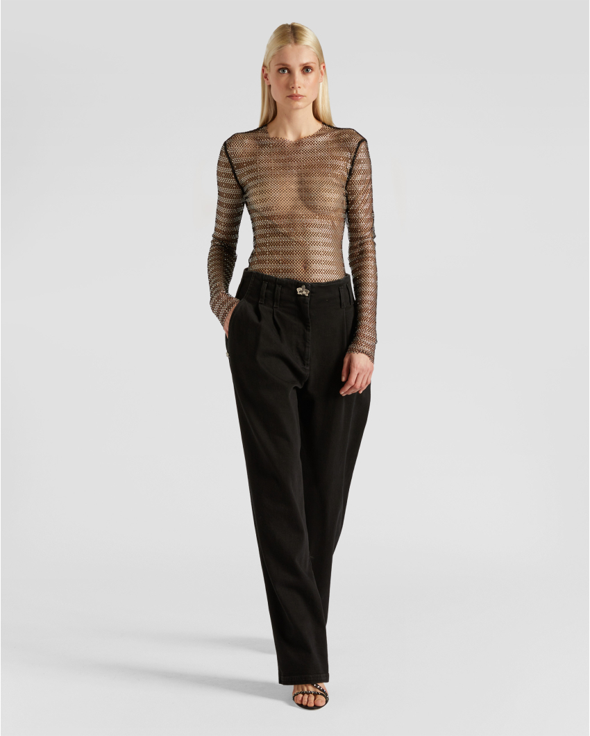 Rhinestone mesh bodysuit
