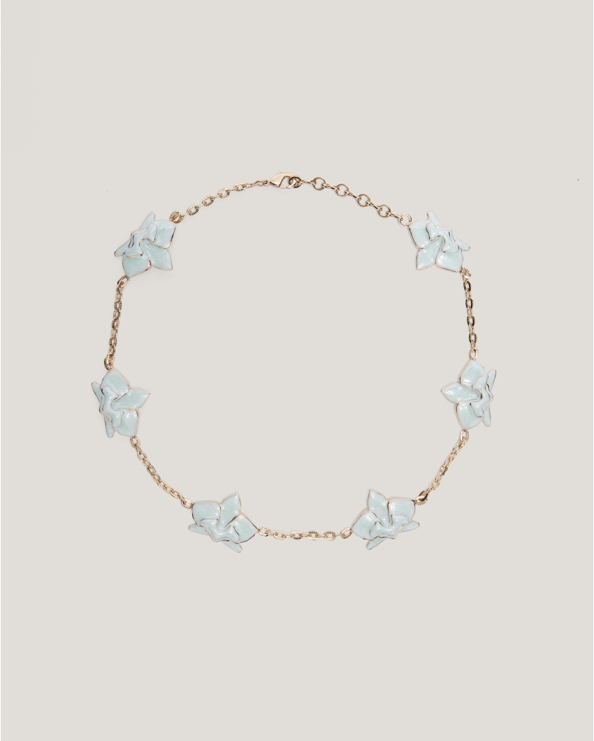 Necklace with enamel Orchids