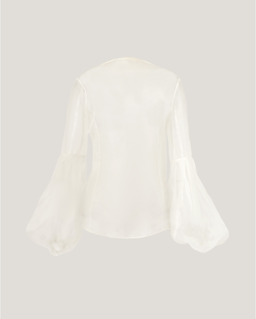 Silk top with balloon sleeves