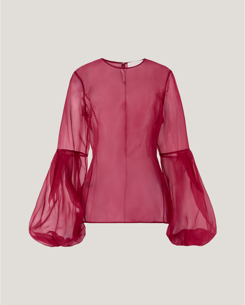 Silk top with balloon sleeves