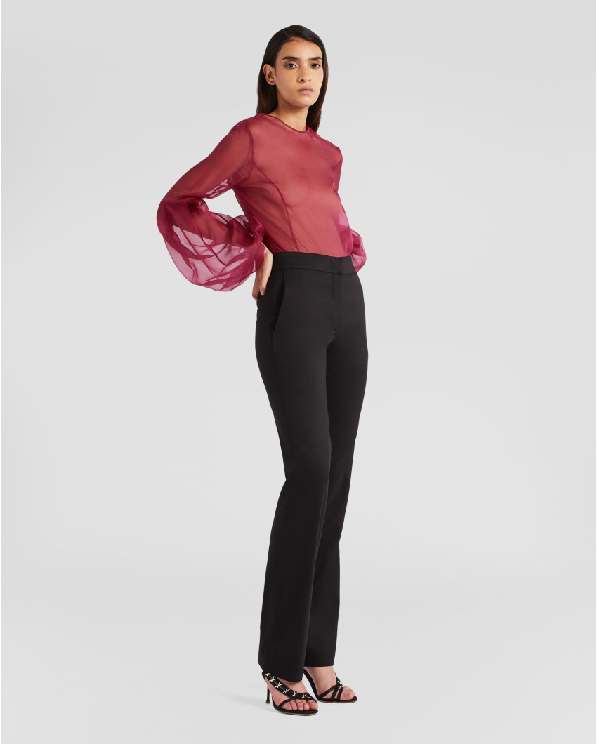 Silk top with balloon sleeves