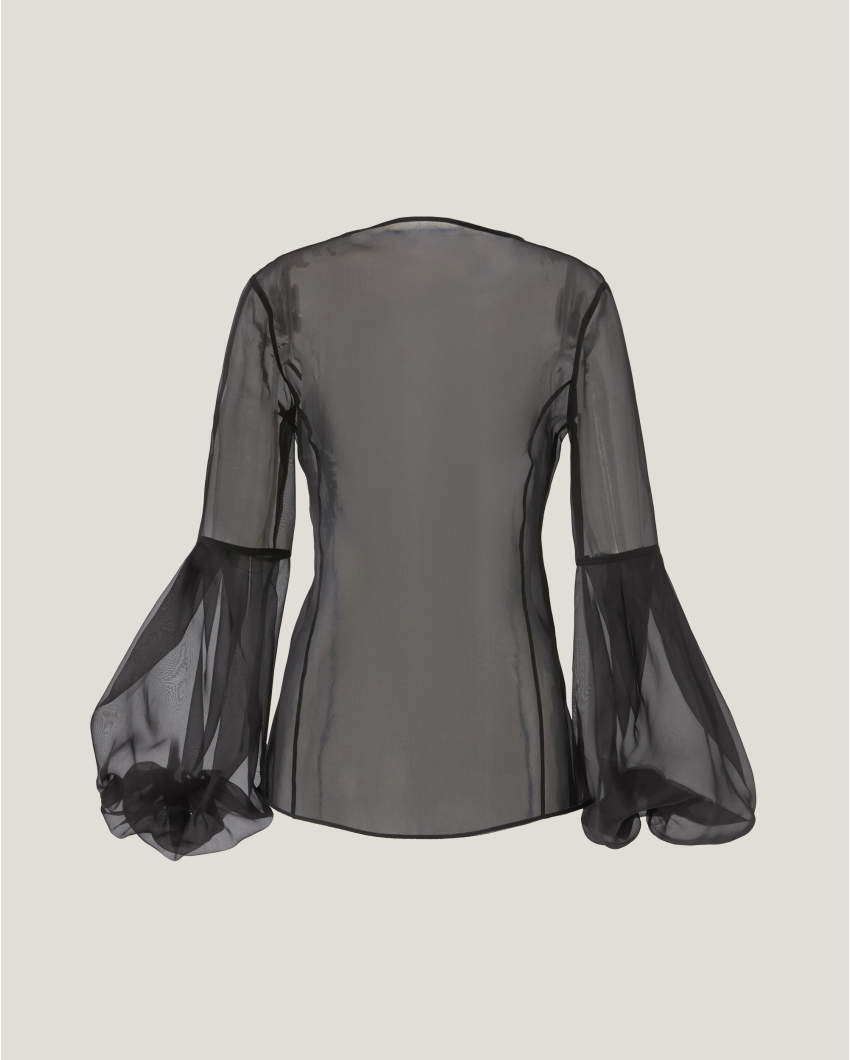 Silk top with balloon sleeves