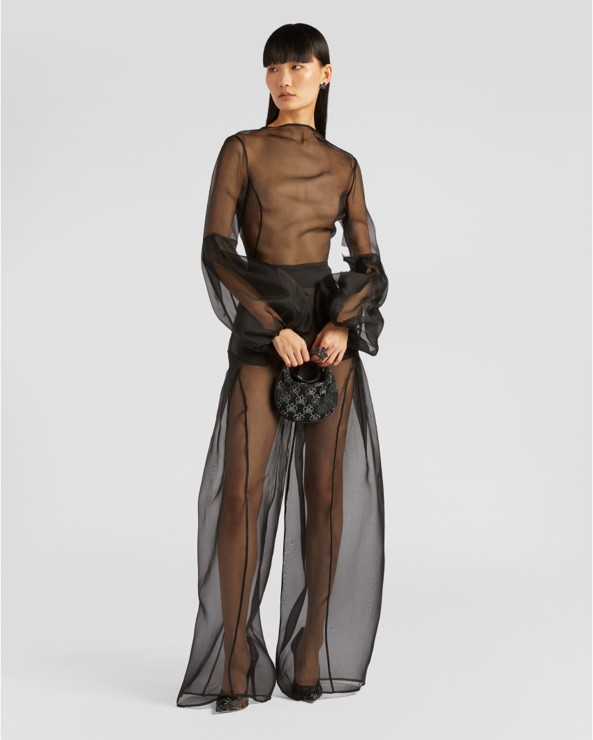 Silk top with balloon sleeves