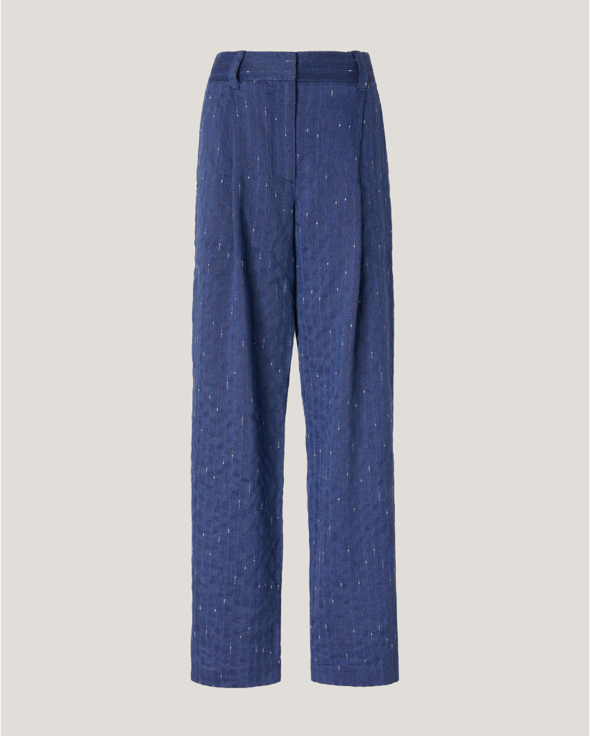 Pinstriped linen-blend pants