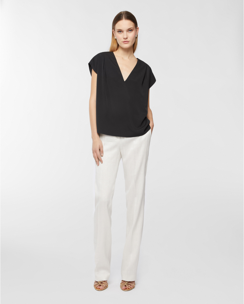 Jacquard pants with a denim effect