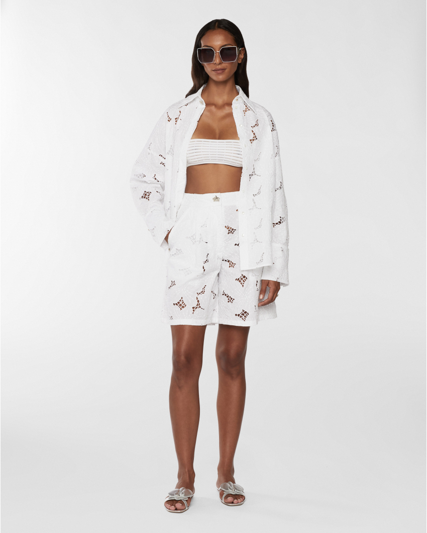 Shorts with Orchids embroidery