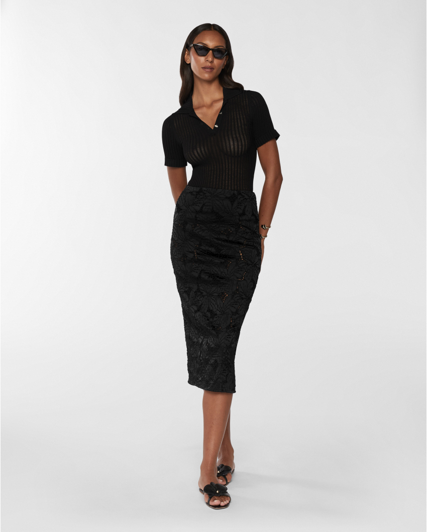 Skirt with Orchids embroidery