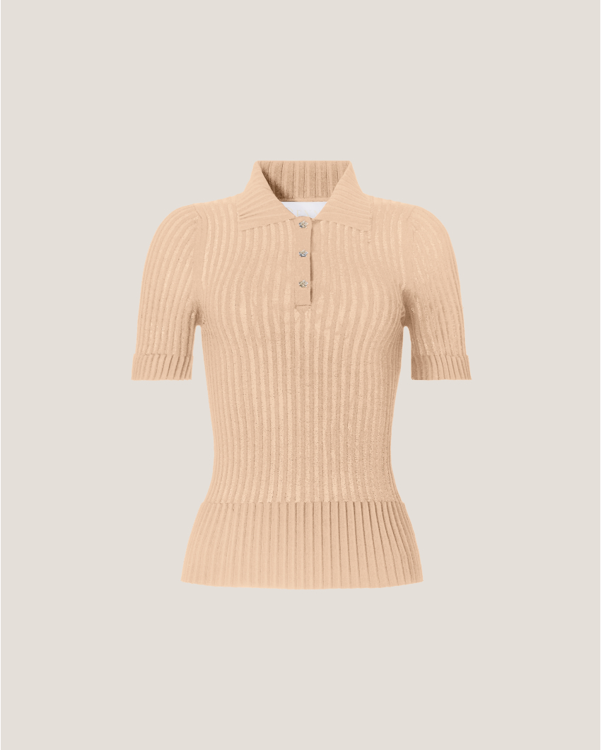 Viscose polo shirt with pleated details
