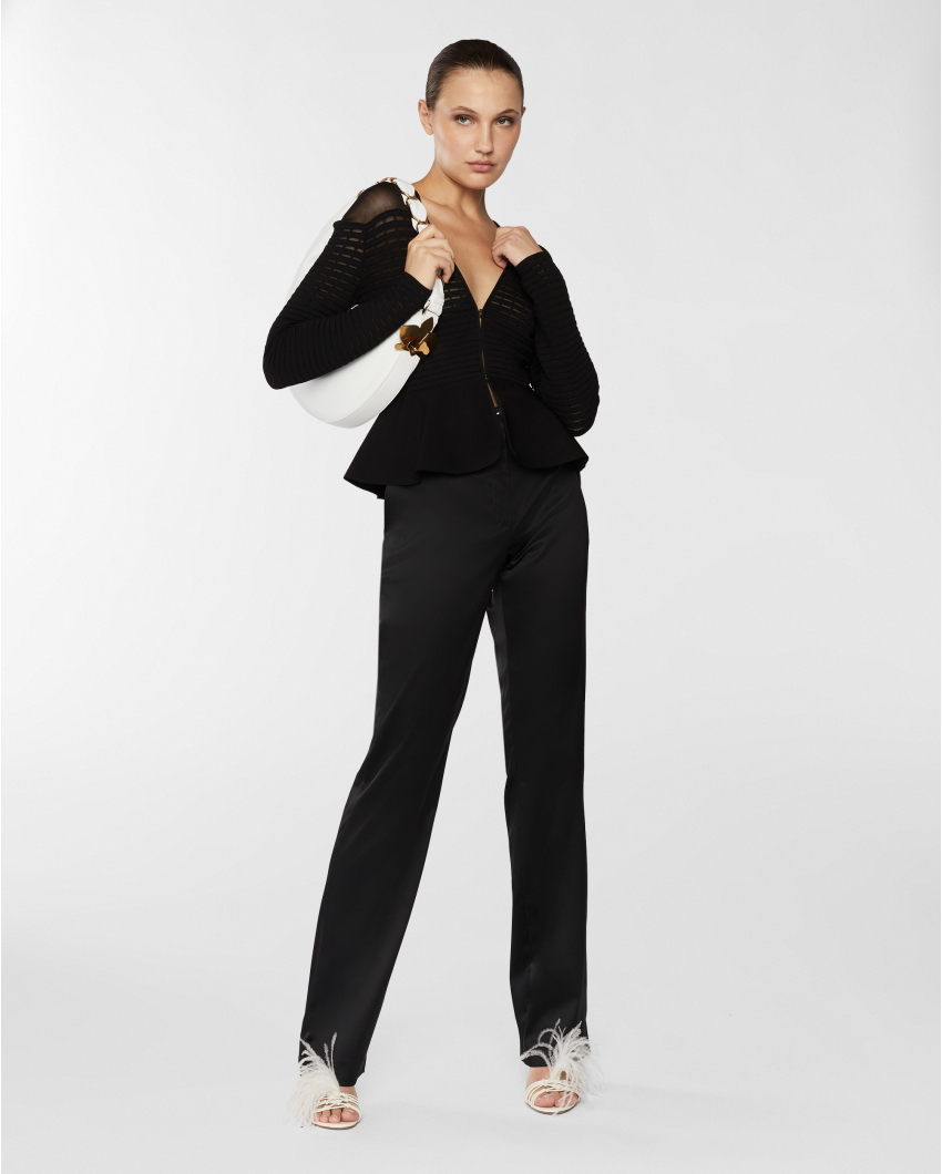 V-Neck top with godet peplum