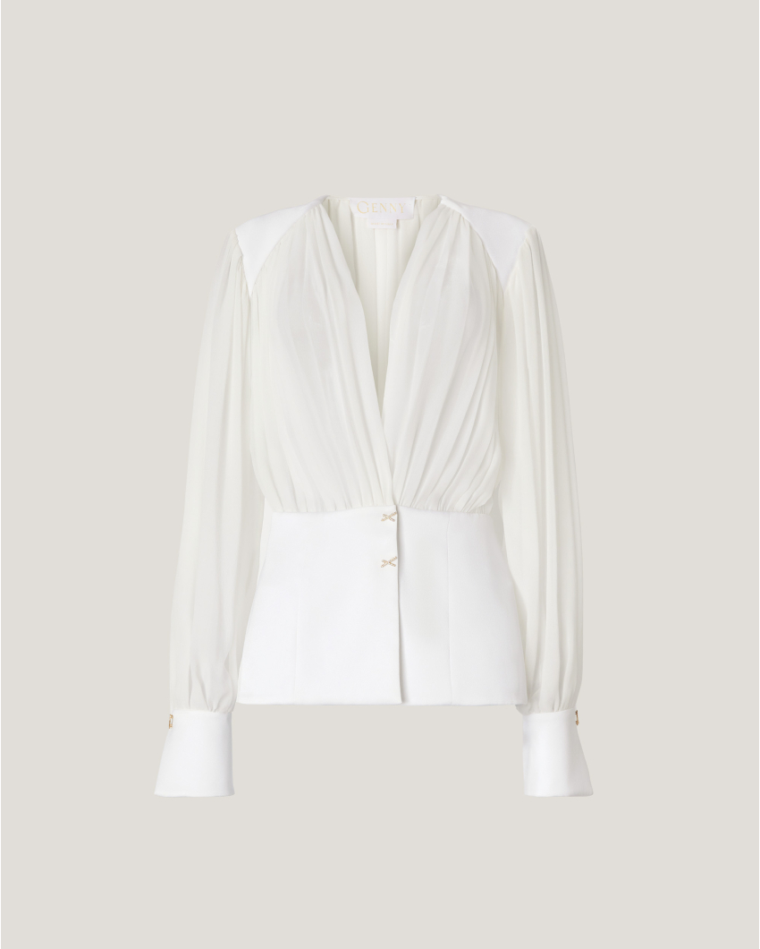 Draped silk georgette blouse