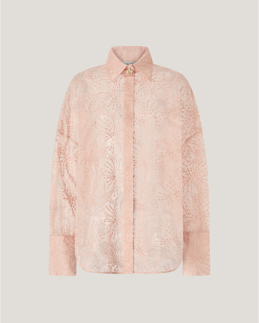Silk shirt with floral embroidery