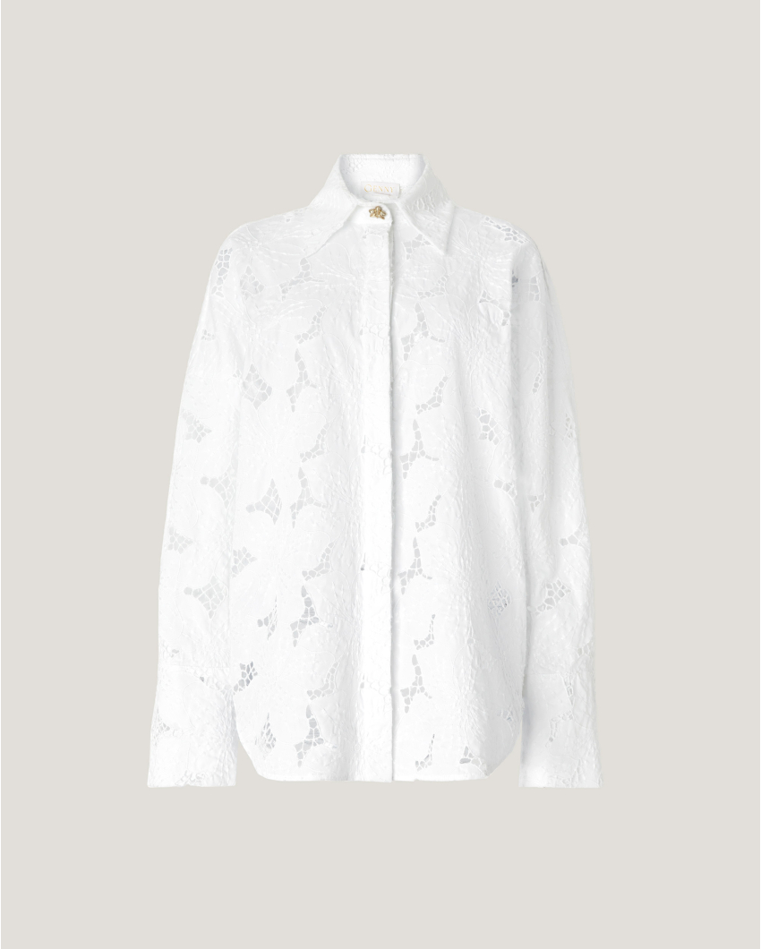 Shirt with Orchids embroidery