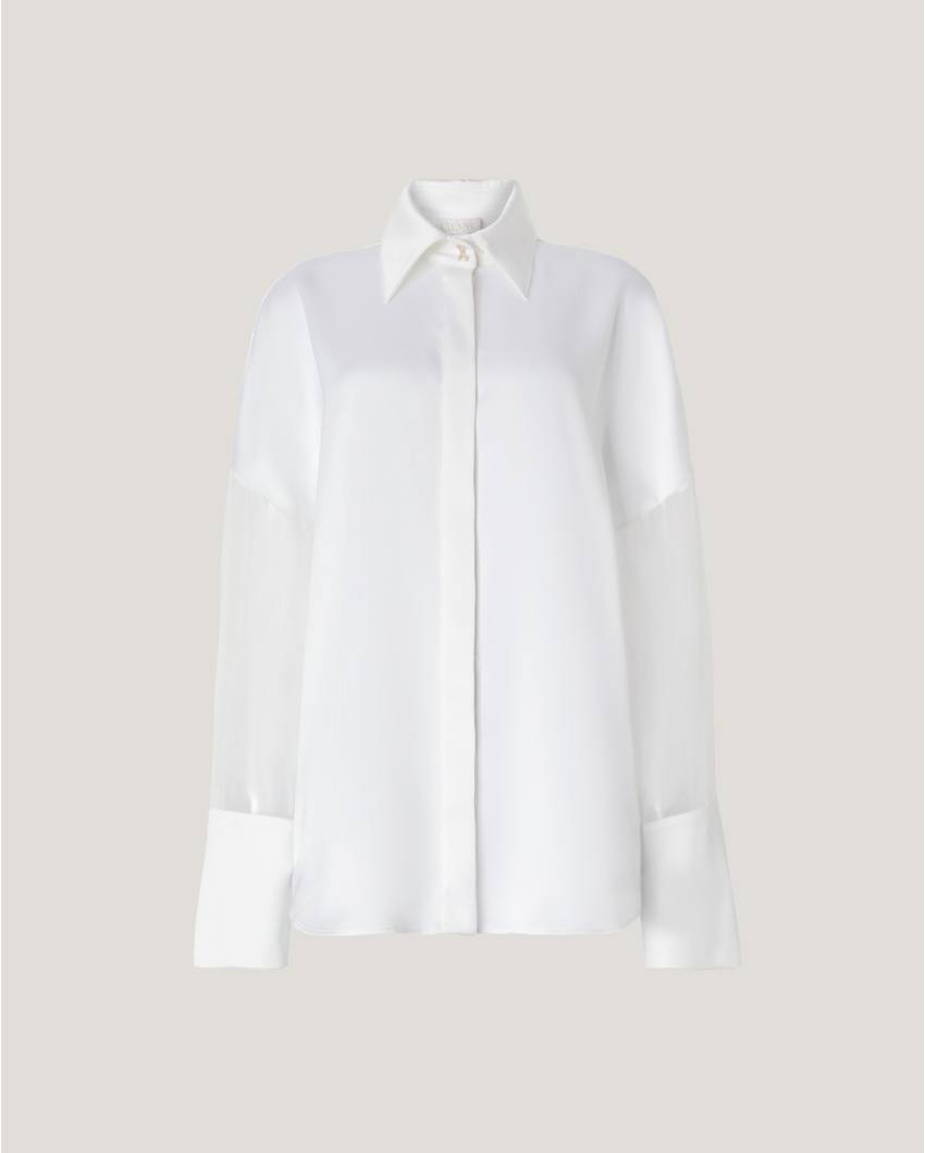Long-sleeve satin shirt