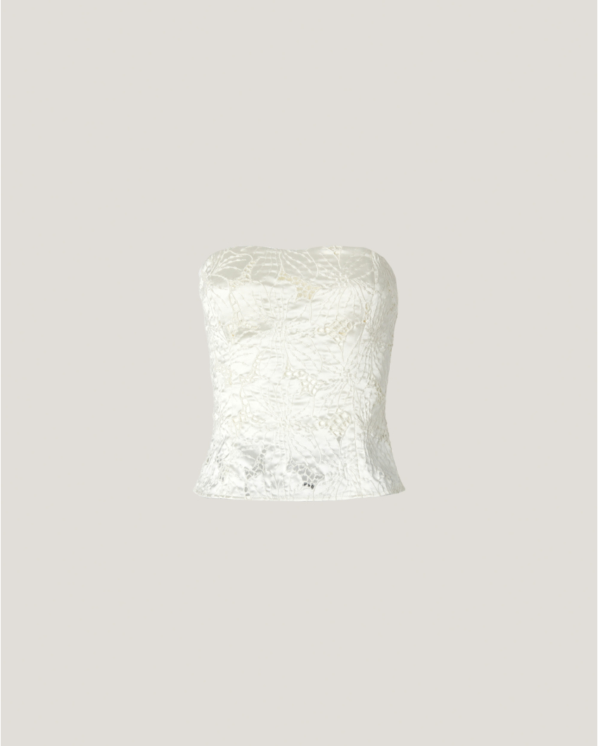 Bustier top with Orchids embroidery