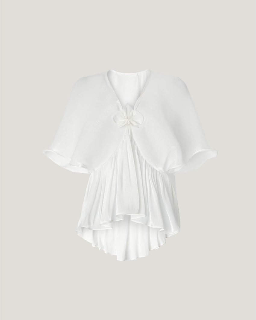 Blouse with three-dimensional Orchid