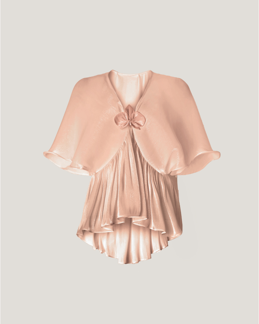 Blouse with three-dimensional Orchid