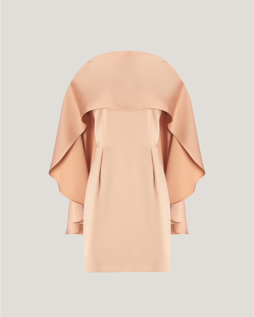 Sheath dress with removable cape