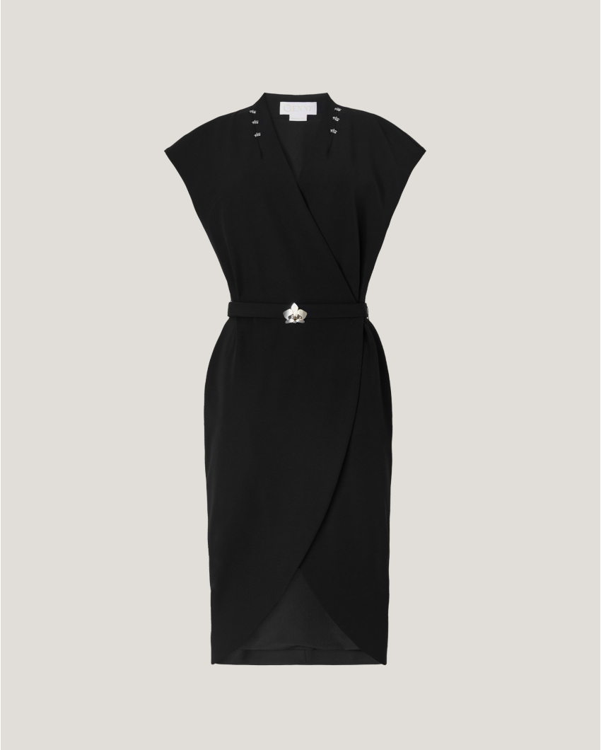 Orchid belted wrap dress