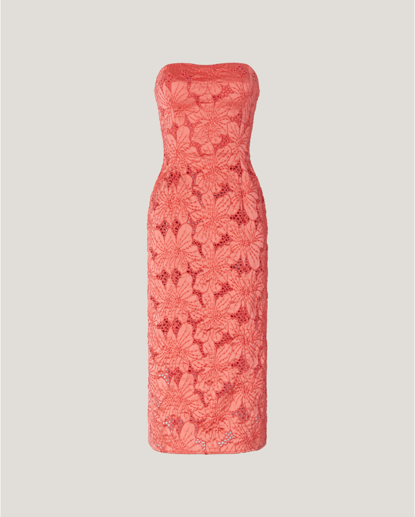 Bustier dress with Orchids embroidery