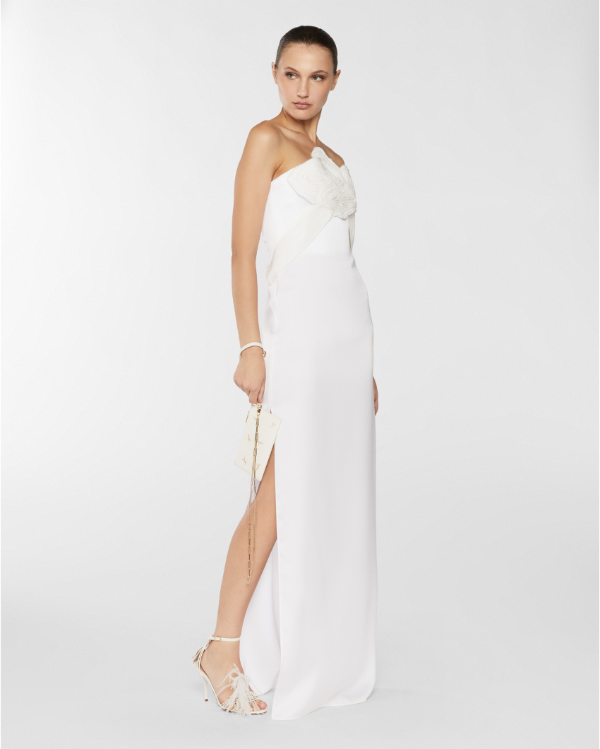 Satin dress with Orchid