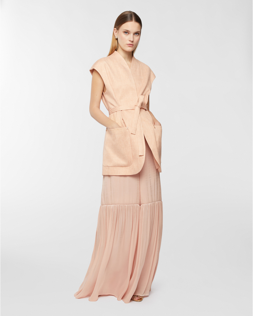 Long vest with belt