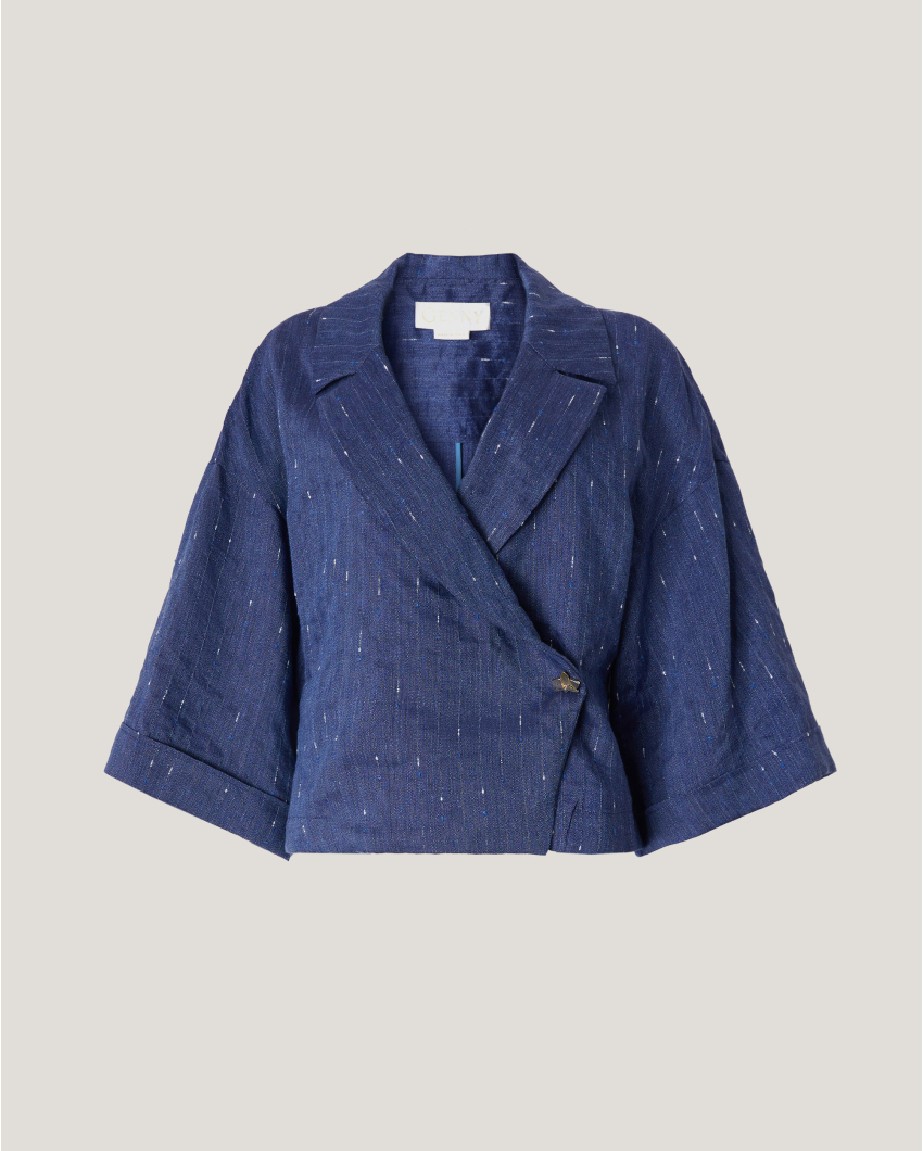 Pinstriped linen-blend blazer