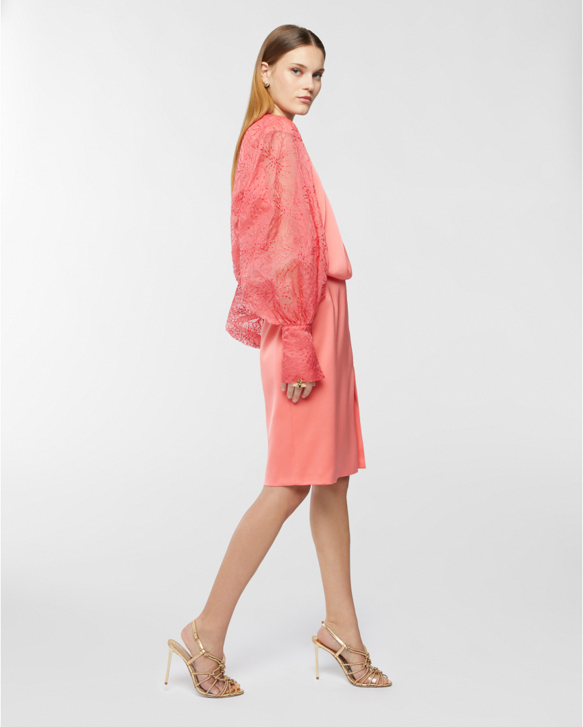 Silk shrug with Orchids embroidery