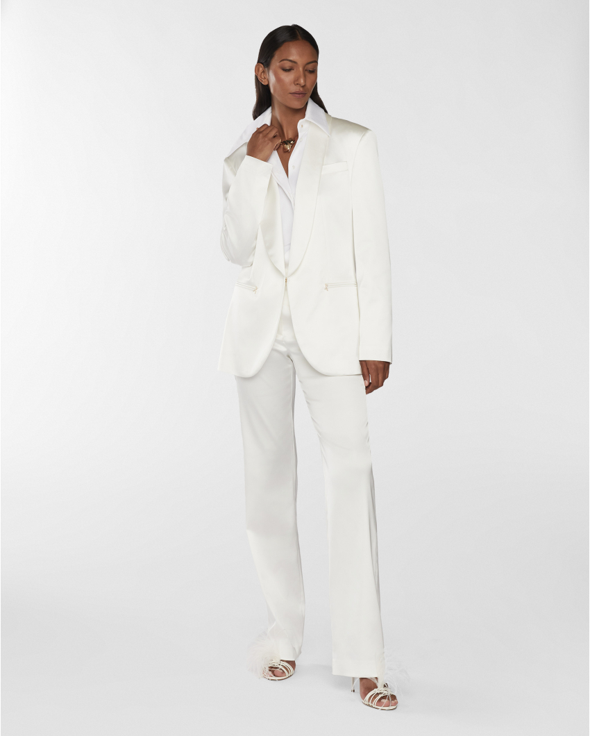 Satin blazer with a shawl collar