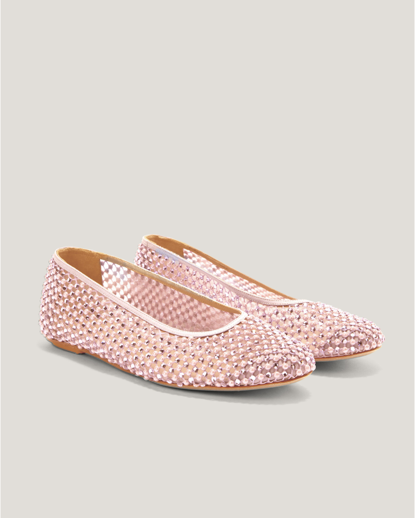Ballet flats in mesh with pearls rhinestones