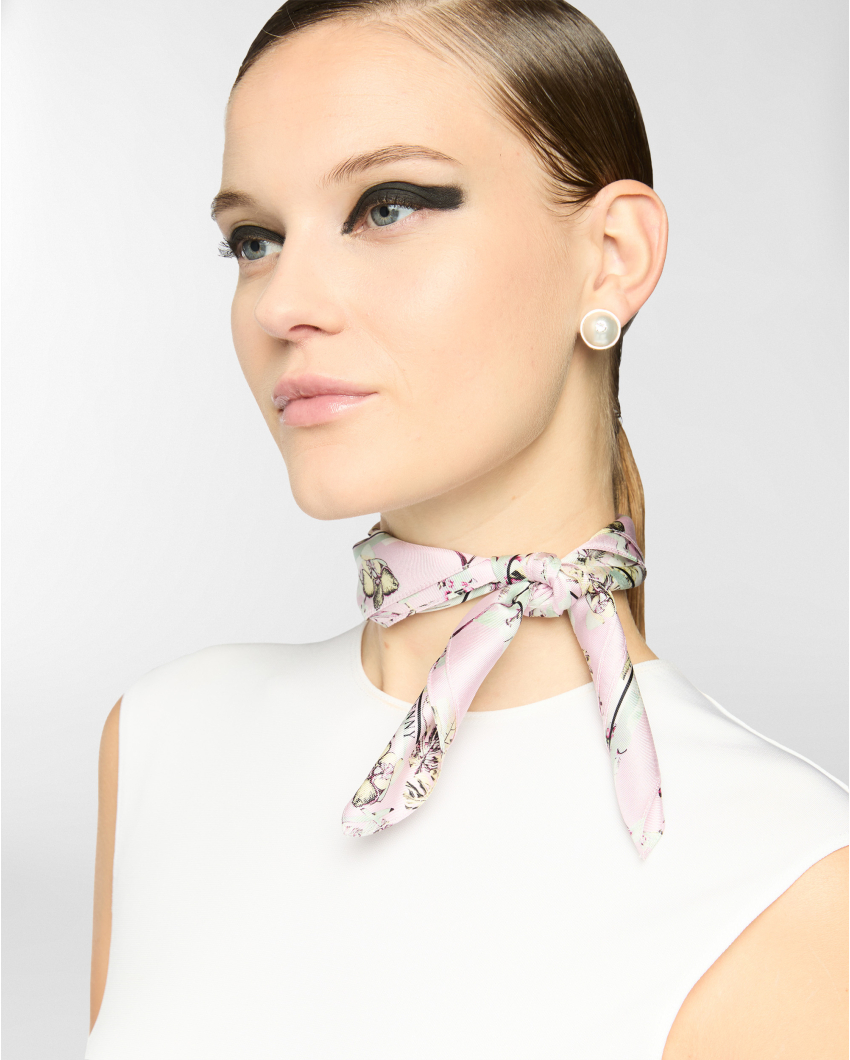 Jungle Orchids mini silk scarf 
