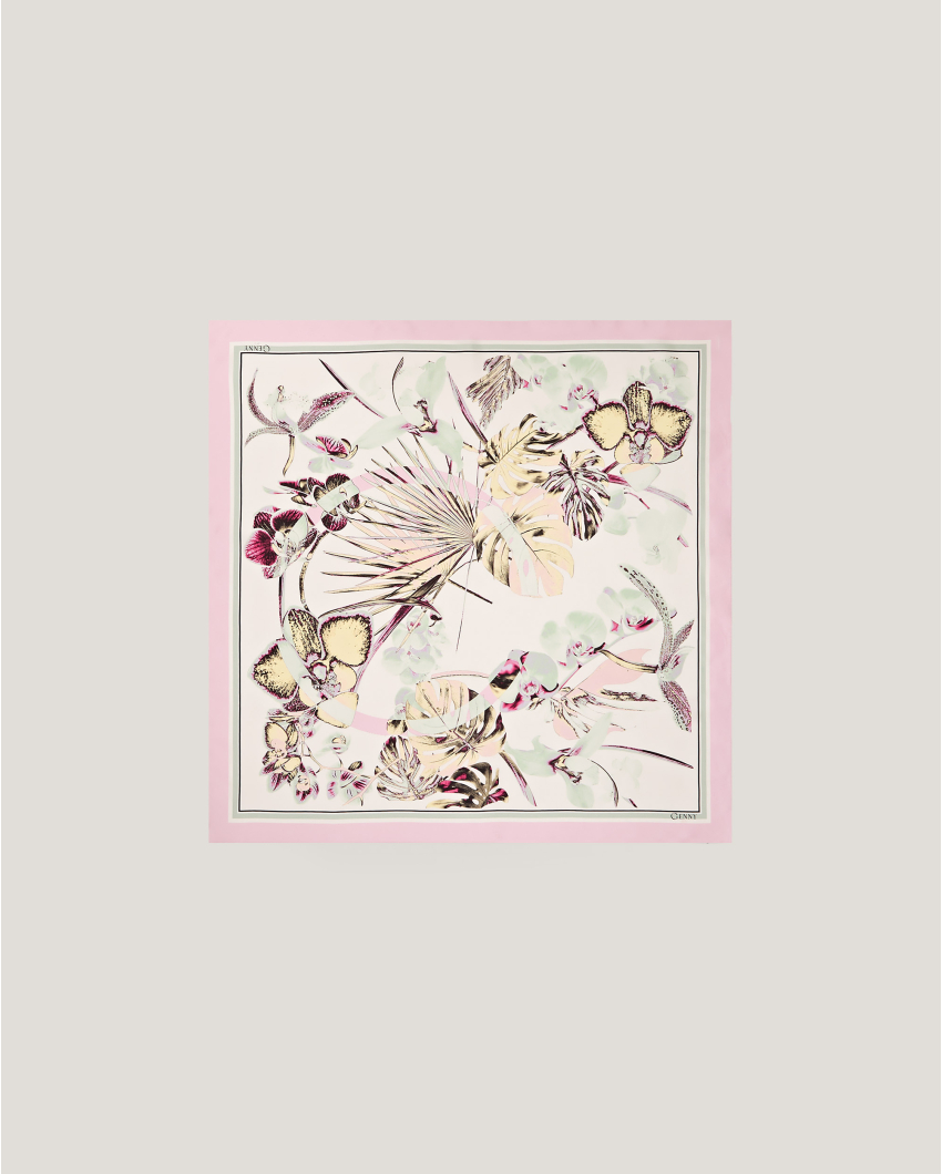Jungle Orchids medium silk scarf