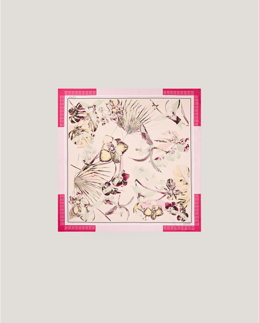 Jungle Orchids medium silk scarf