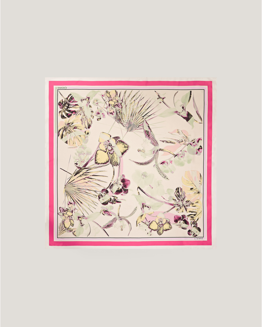 Jungle Orchids large silk scarf