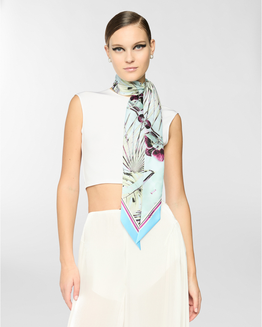 Jungle Orchids silk scarf