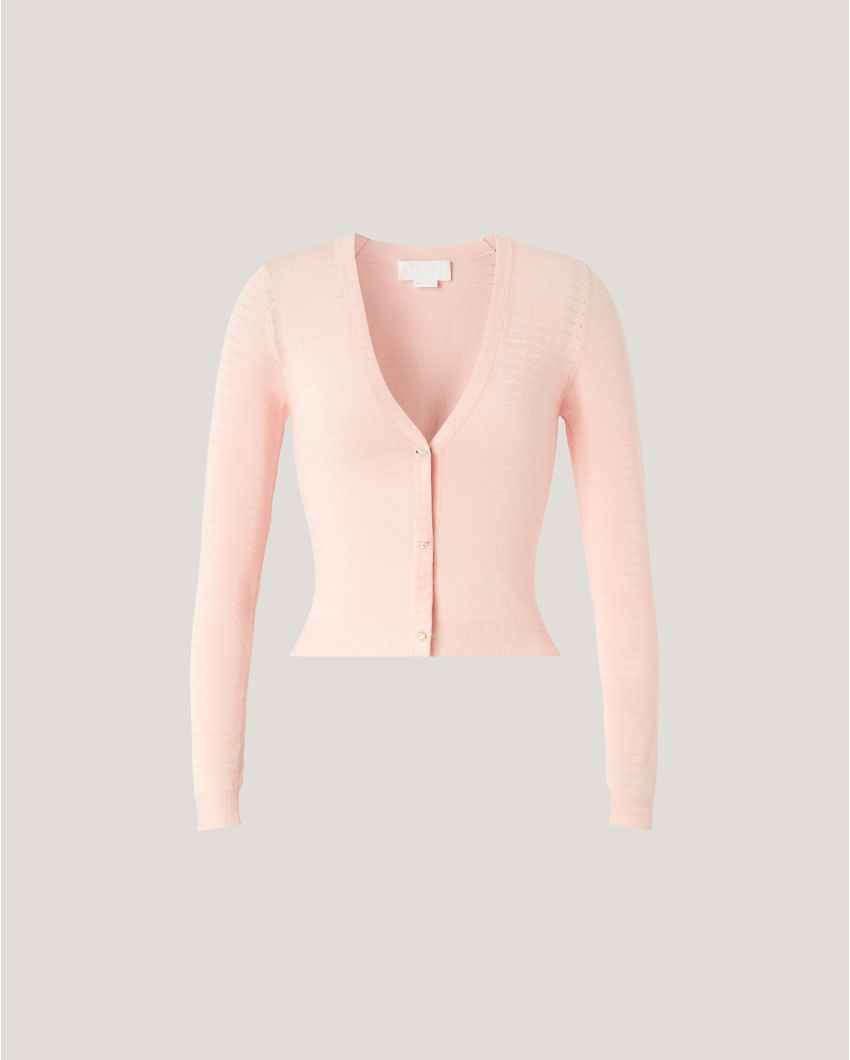 V-neck cardigan with silk effect