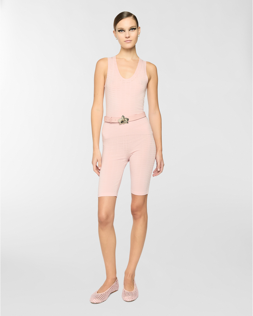 High-waisted knit shorts