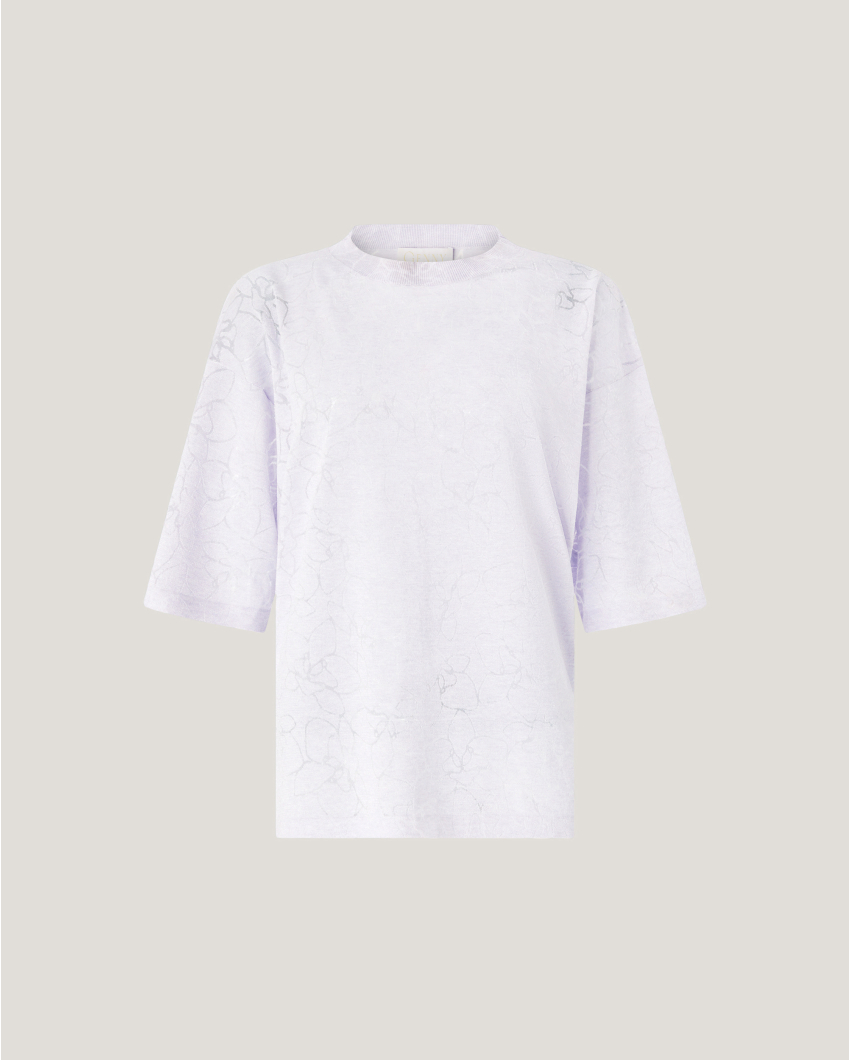 Knit t-shirt with orchid pattern