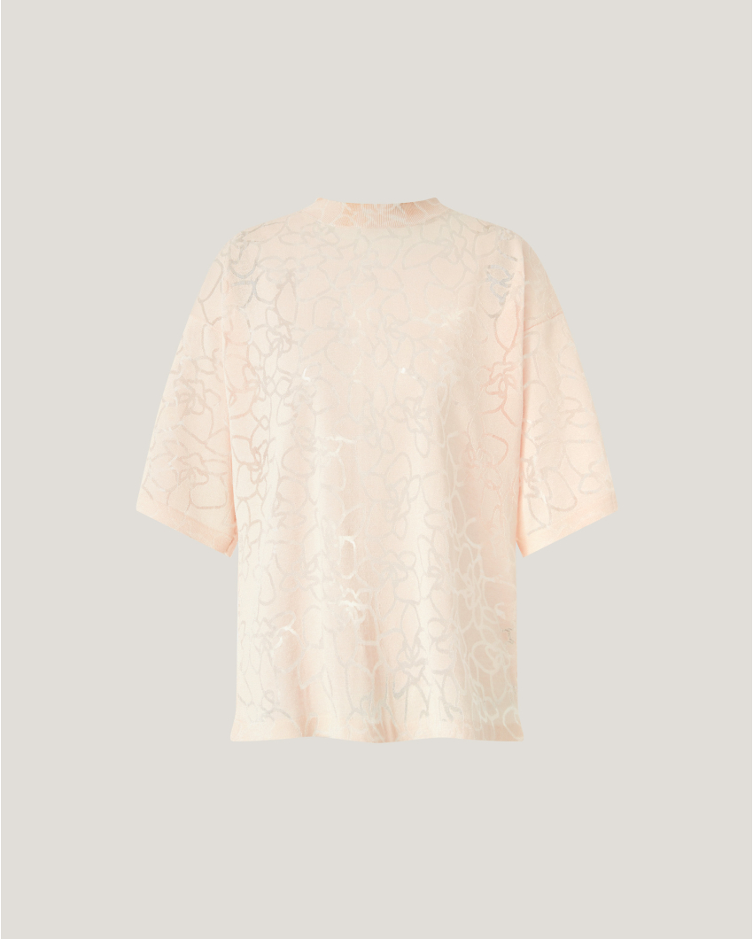 Knit t-shirt with orchid pattern