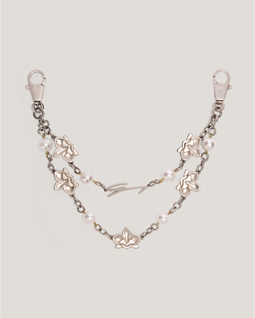 Orchid and pearl charm