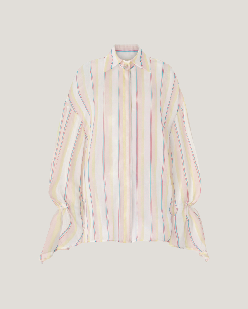 SIlk blouse with gathered cuffs