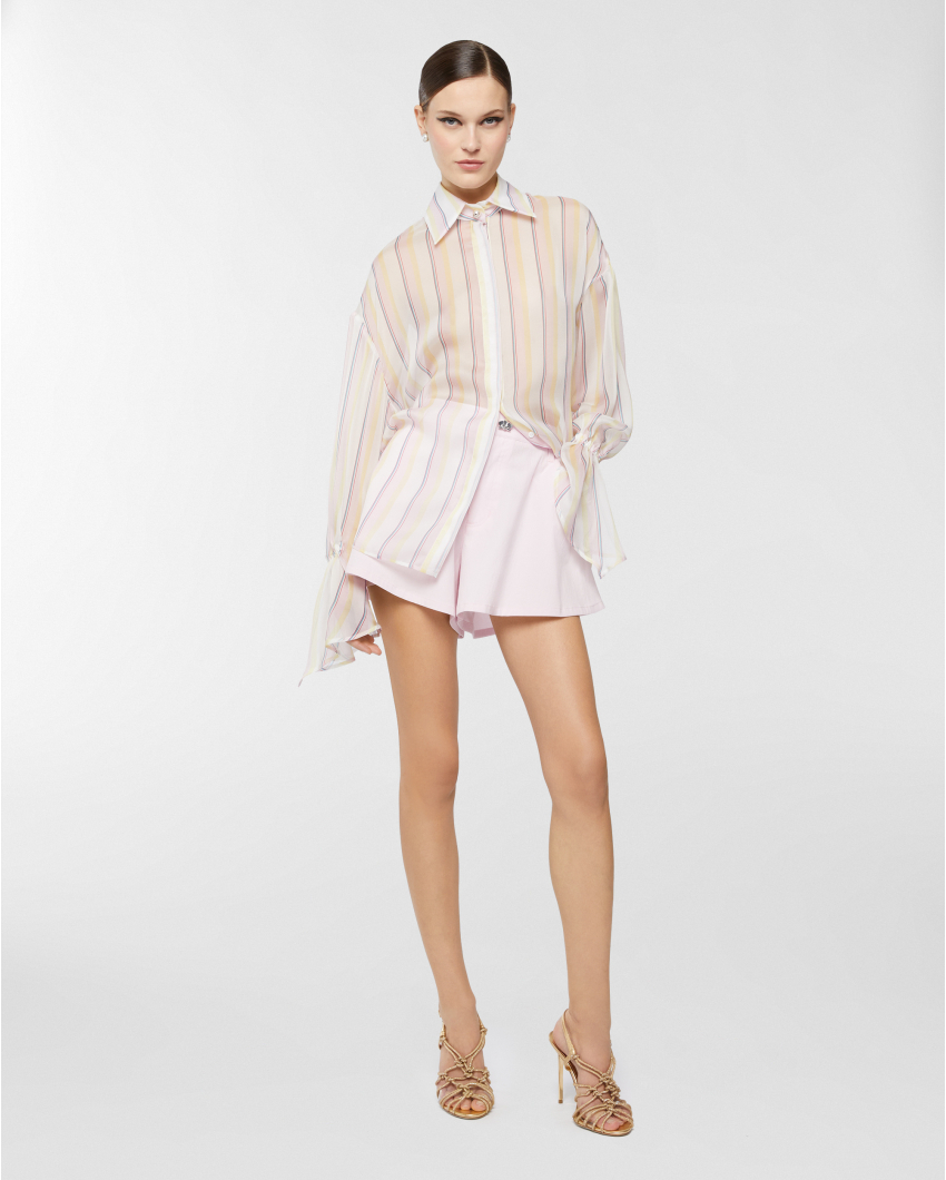 SIlk blouse with gathered cuffs