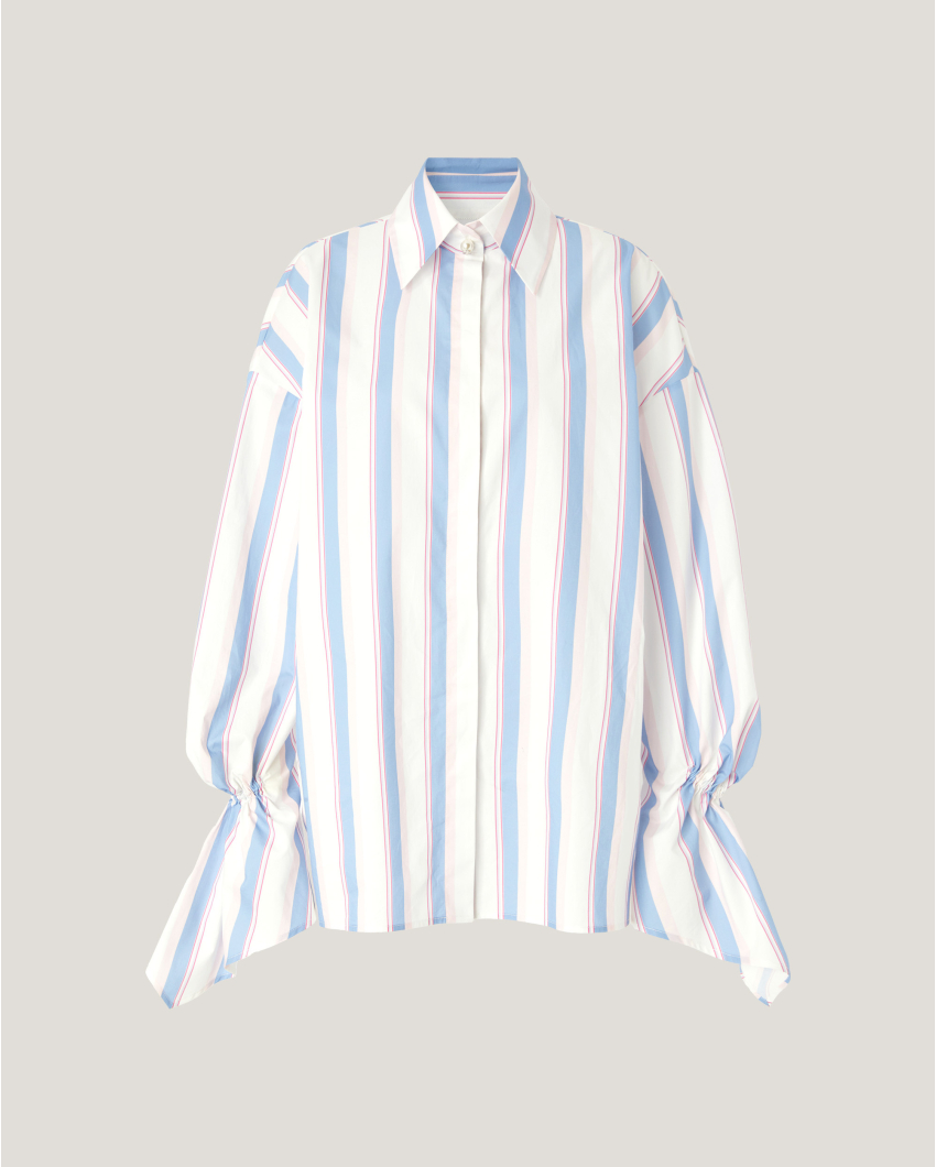 Long-sleeve shirt with gathered cuffs