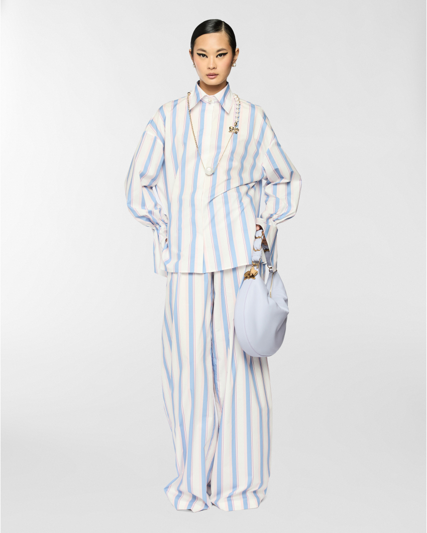 Long-sleeve shirt with gathered cuffs
