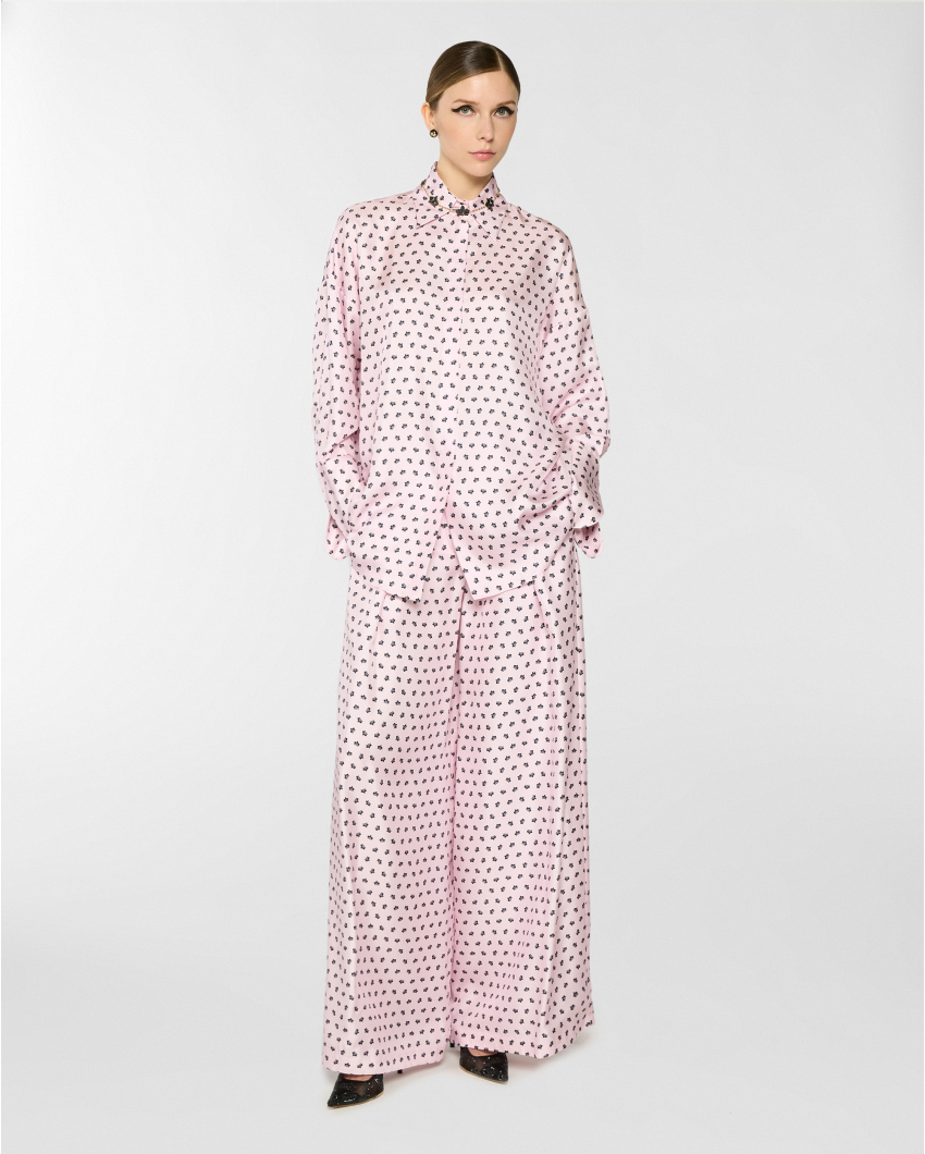 Micro Orchids oversize silk shirt