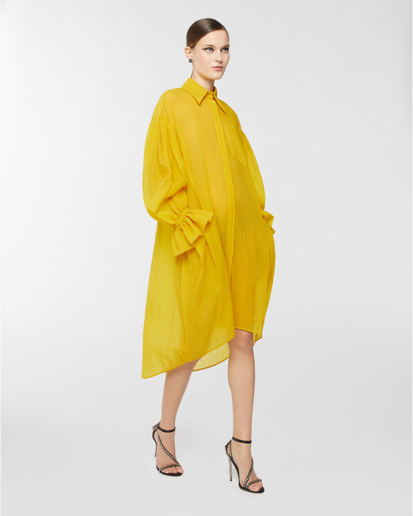 Voluminous Sleeve Shirt Dress
