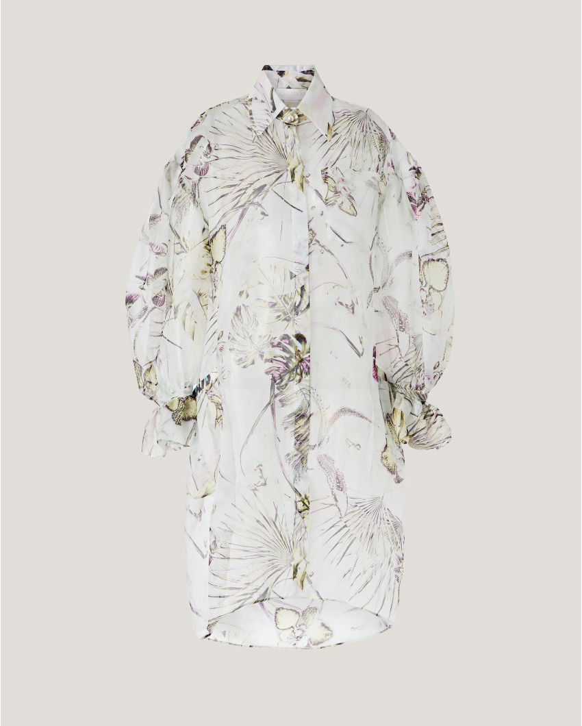 Jungle Orchids silk chemisier 